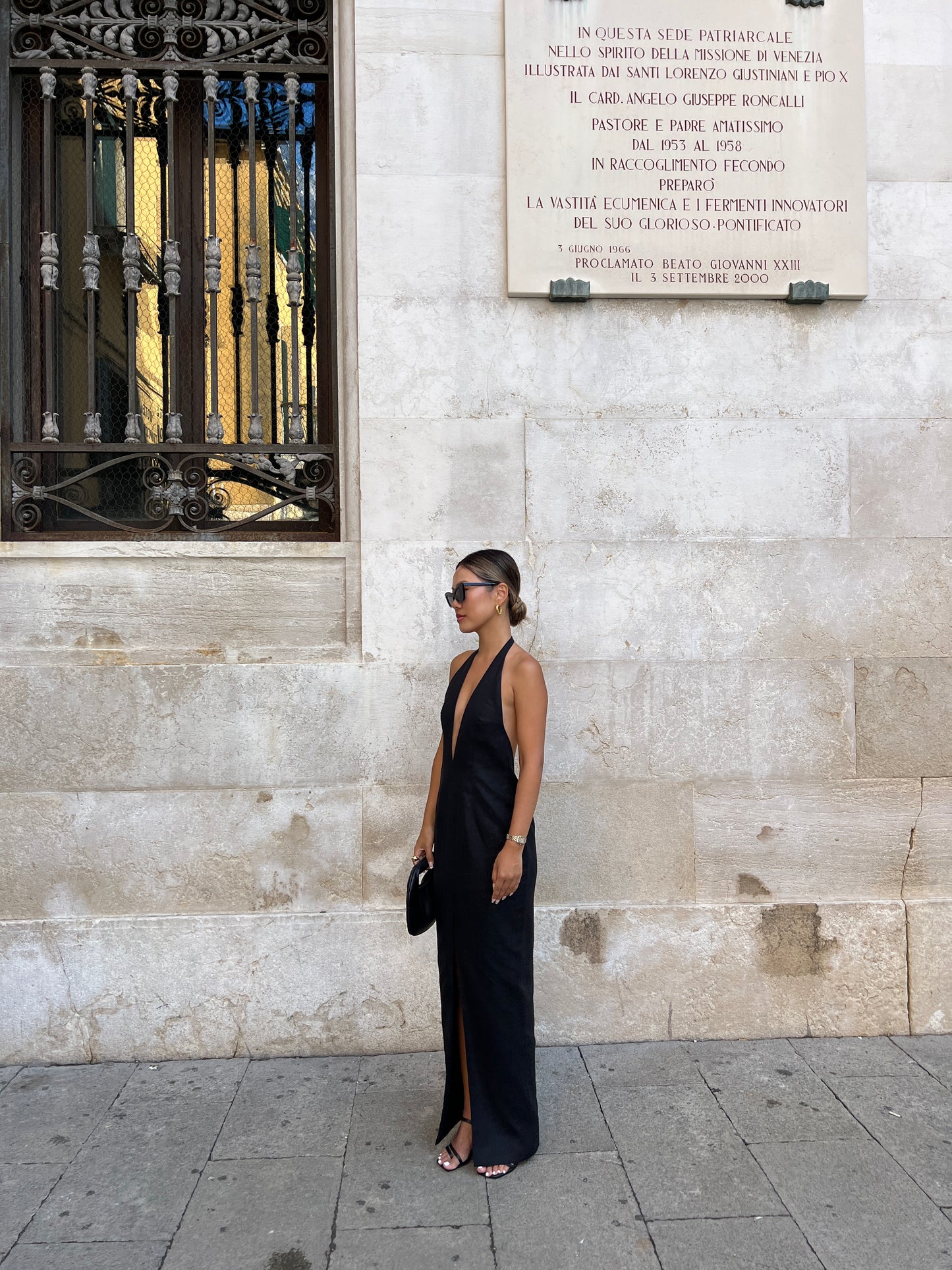 Galini Halter Neck Maxi Dress - Black