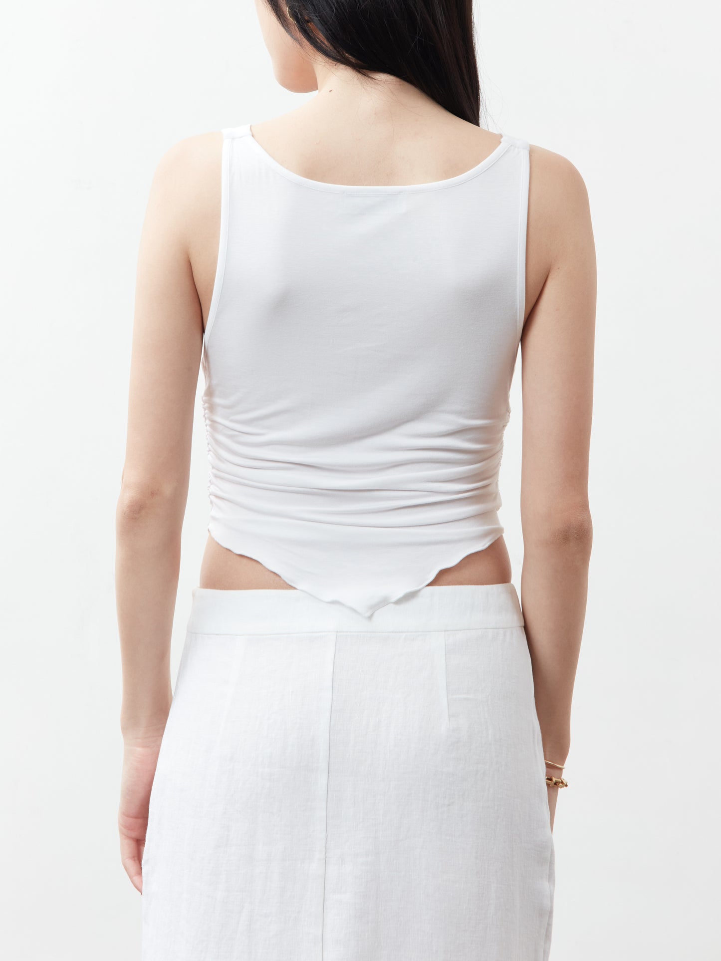 Venus Cowl Neck Ruched Top - White