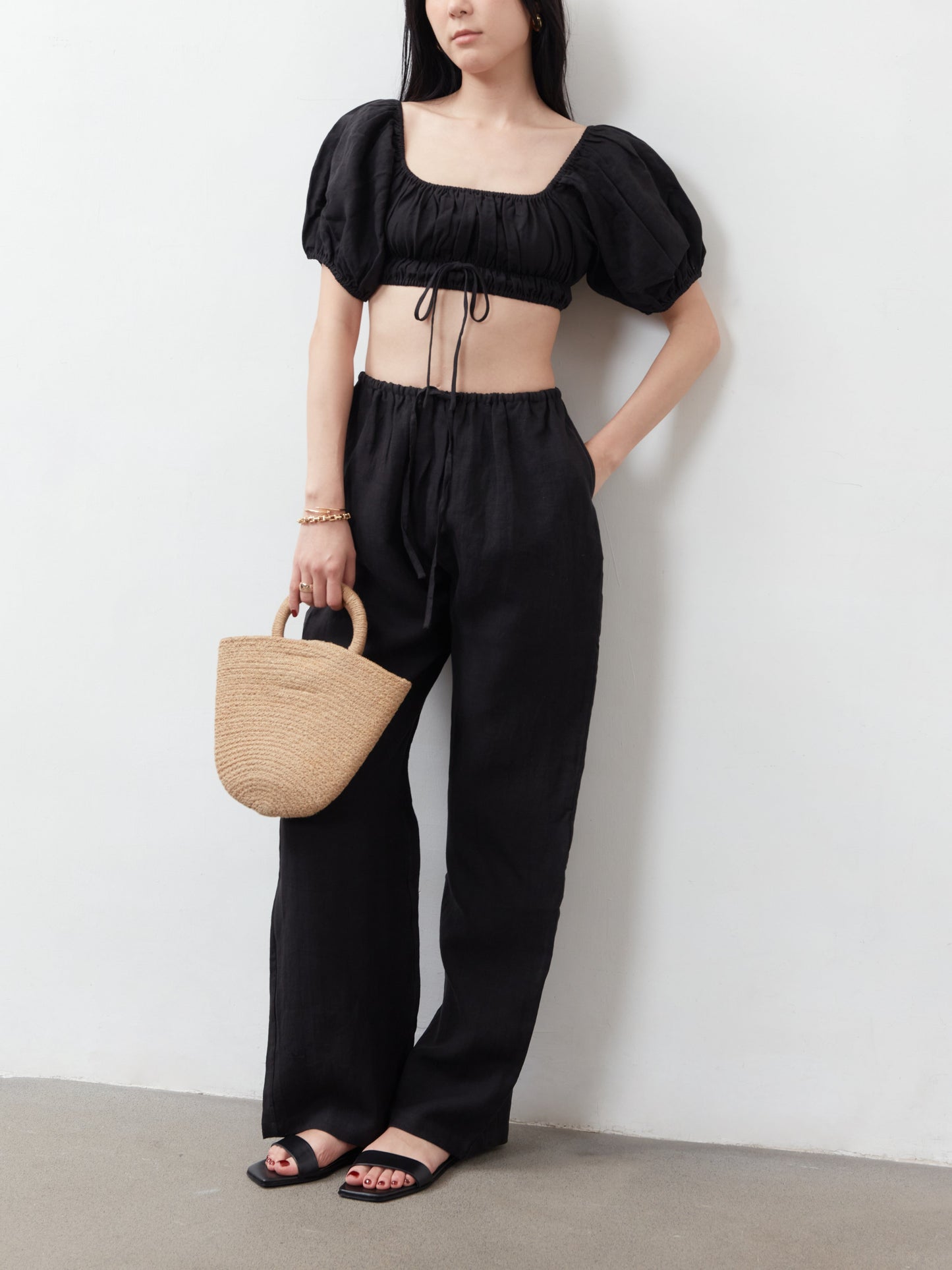 Tai Drawstring Trousers - Black