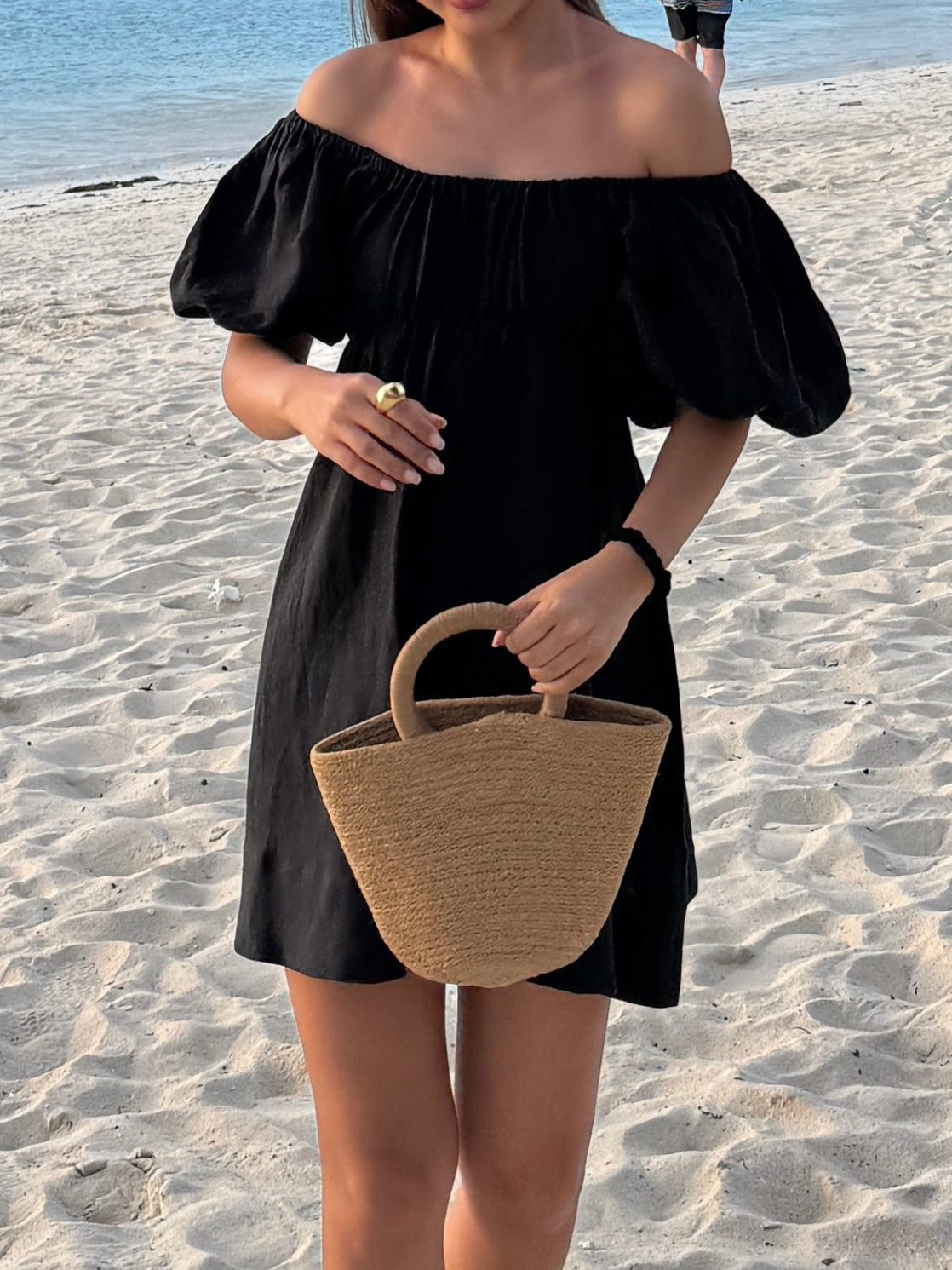 Bella Puff Sleeve Mini Dress - Black