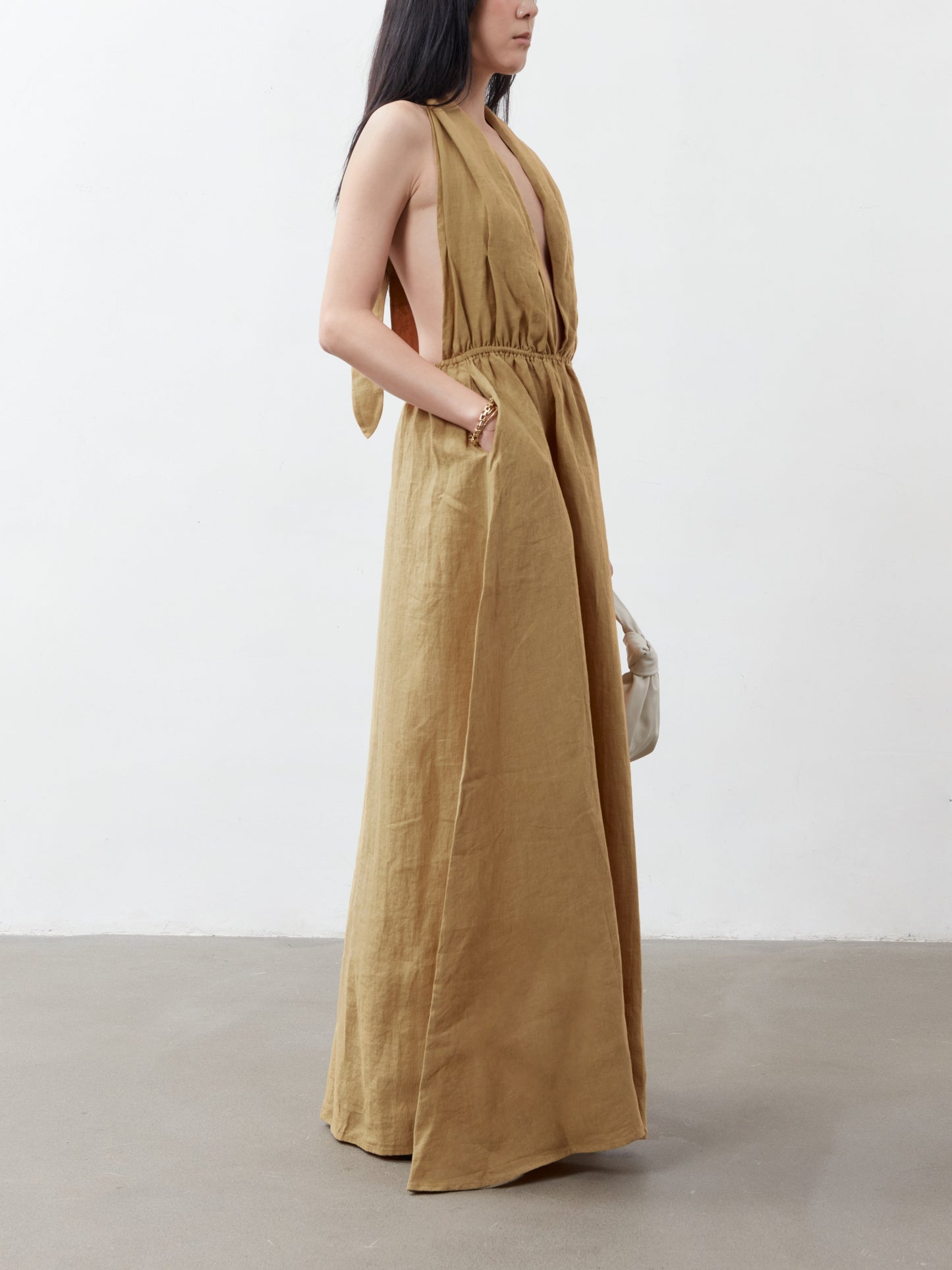 Christina Halter Neck Maxi Dress - Tan