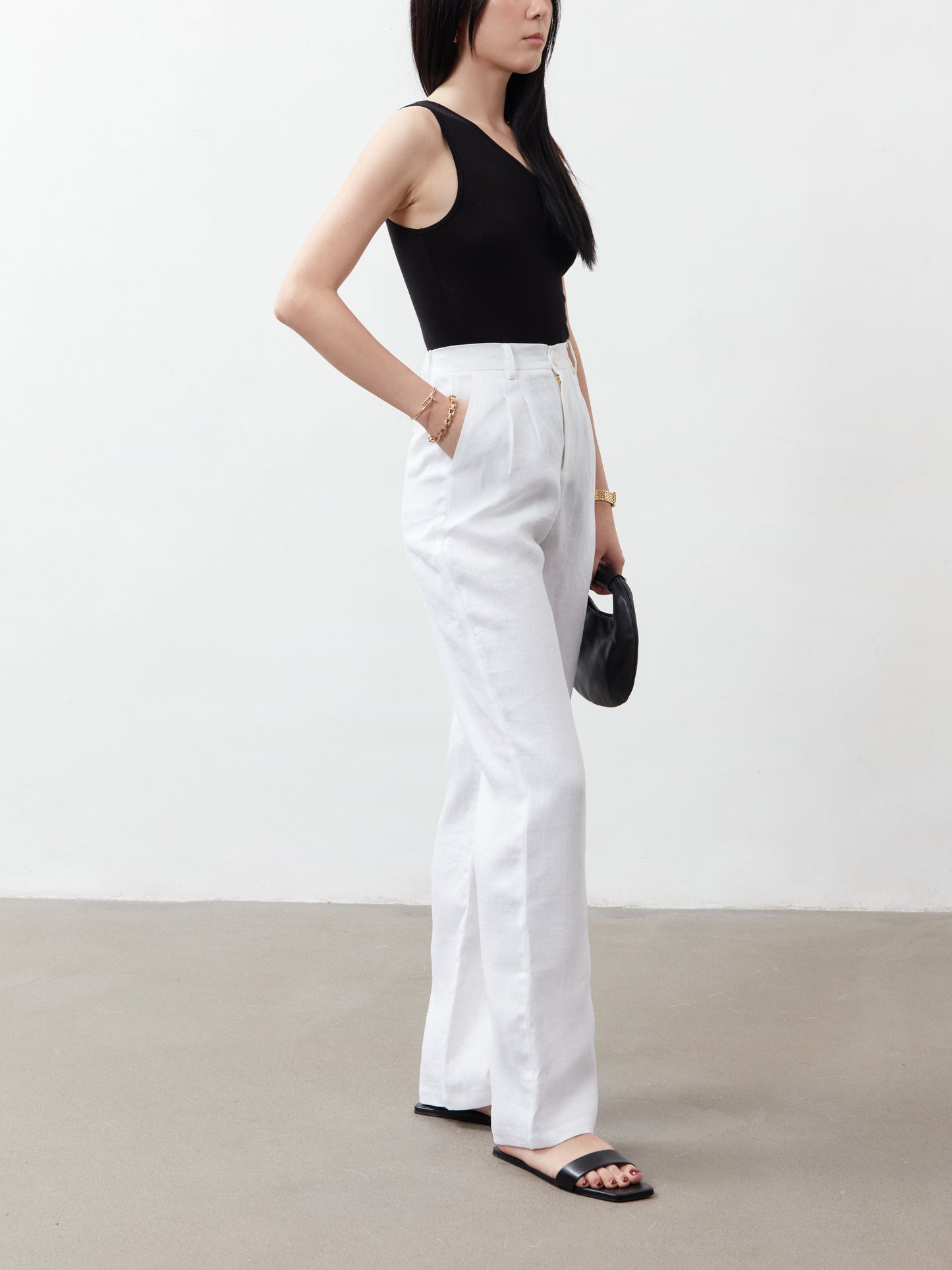 Yves High Waist Trousers - White