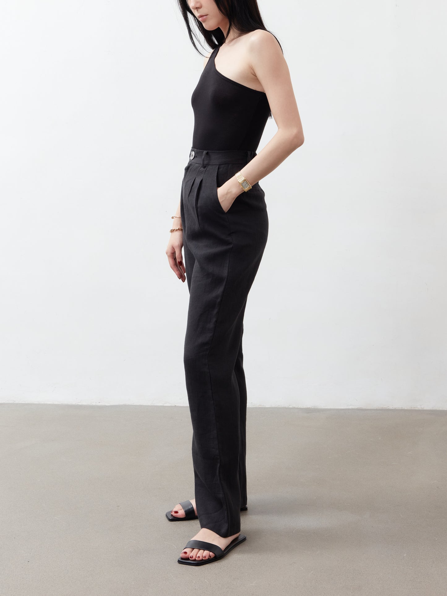 Yves High Waist Trousers - Black