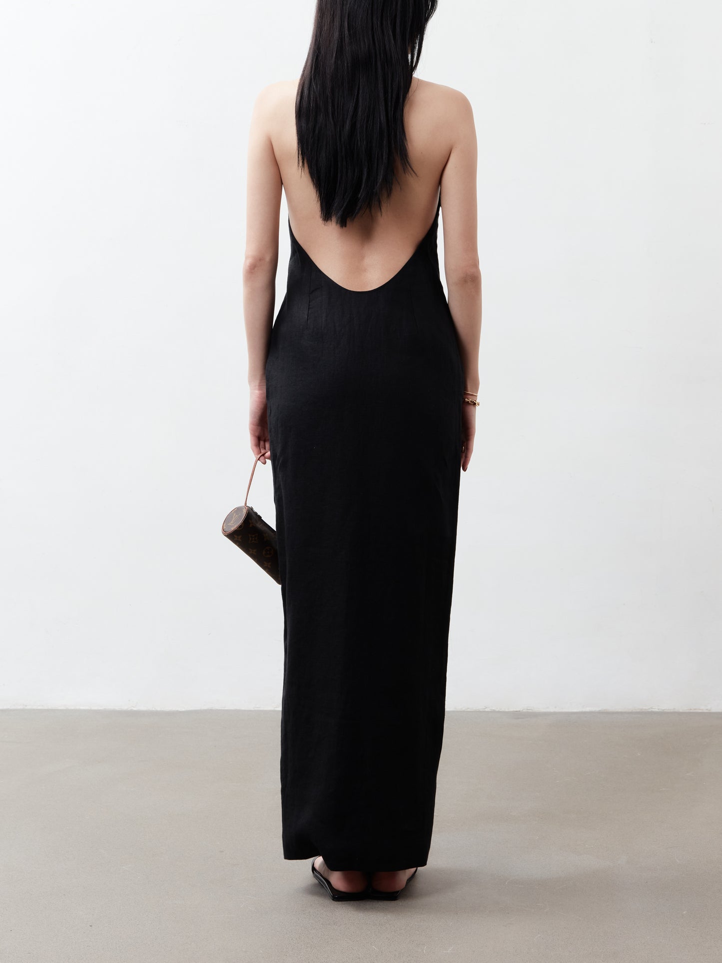 Galini Halter Neck Maxi Dress - Black