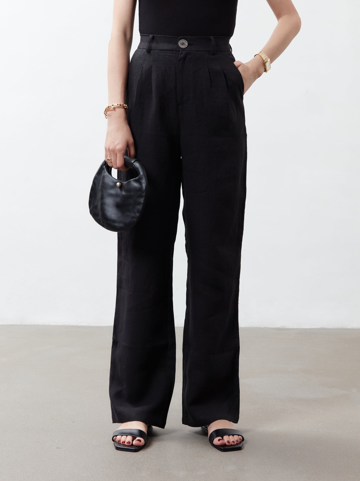 Yves High Waist Trousers - Black