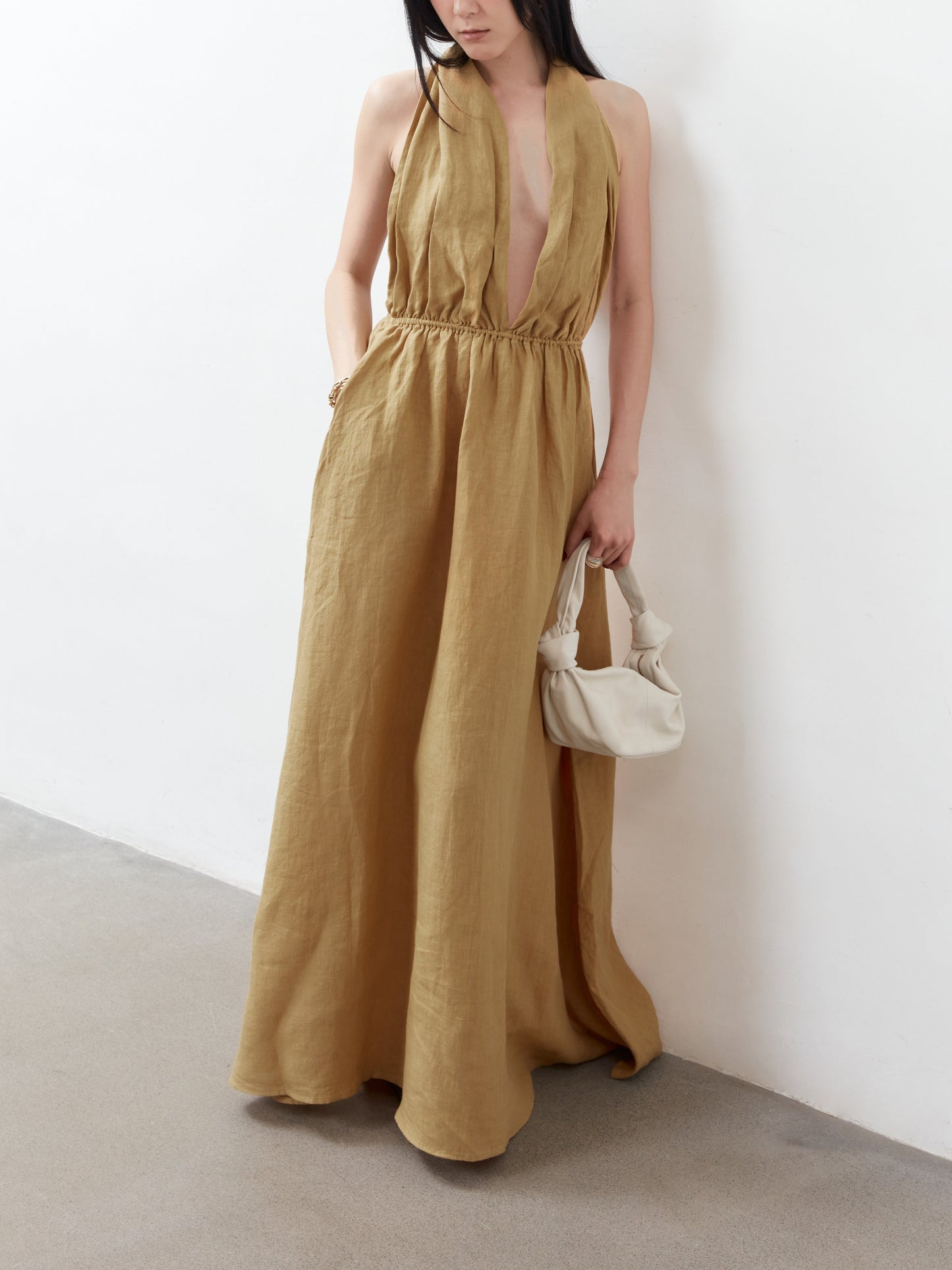 Christina Halter Neck Maxi Dress - Tan