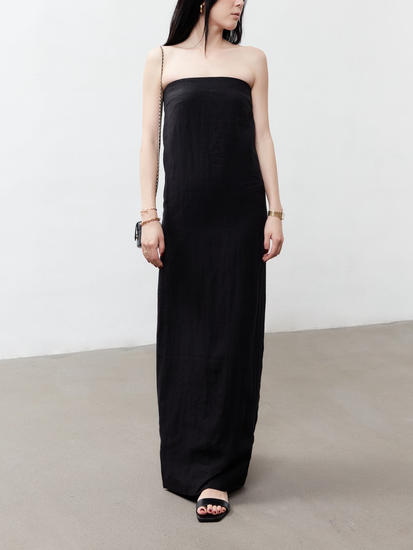 Apollonia Bandeau Maxi Dress - Black