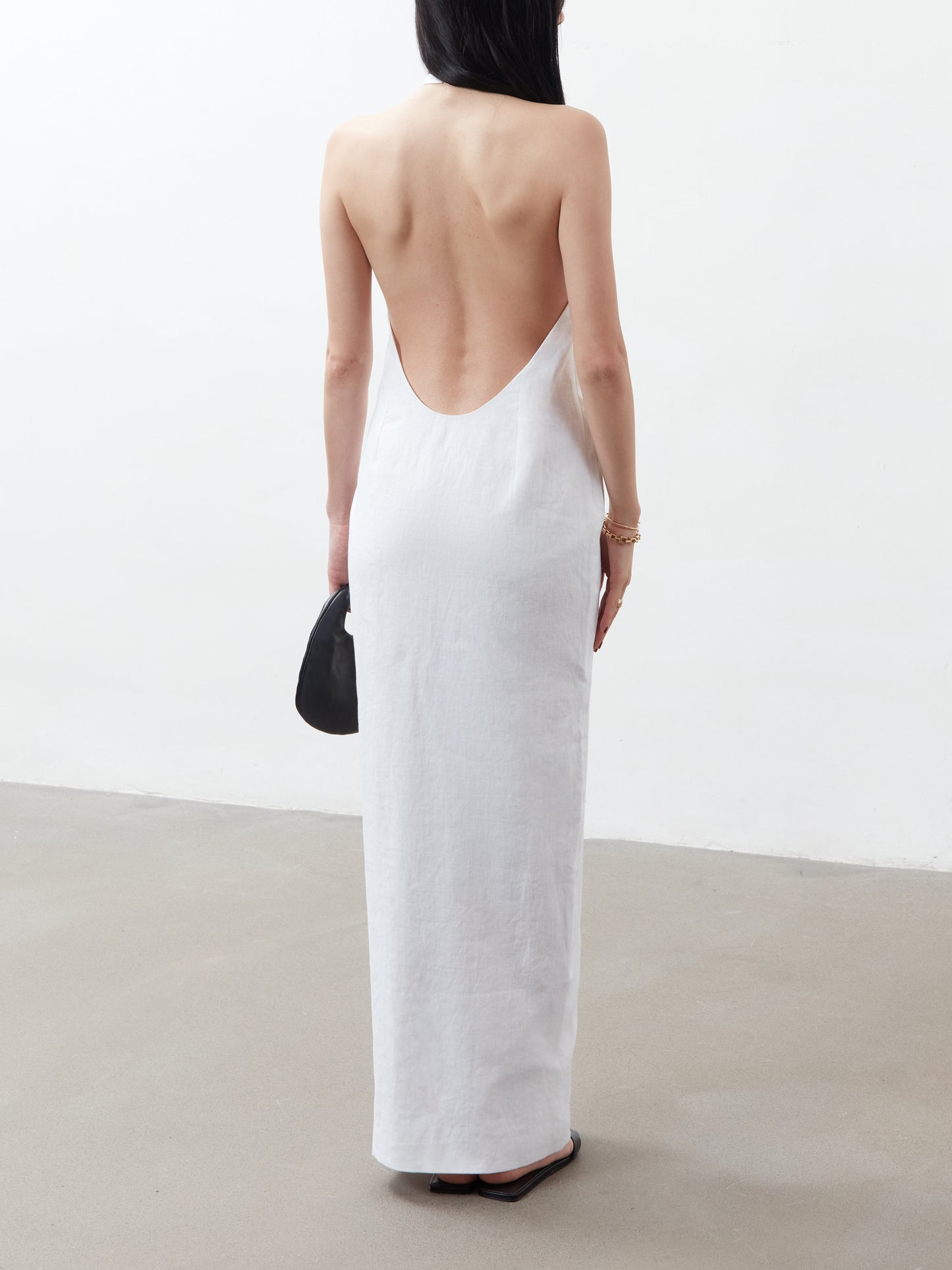 Galini Halter Neck Maxi Dress - White