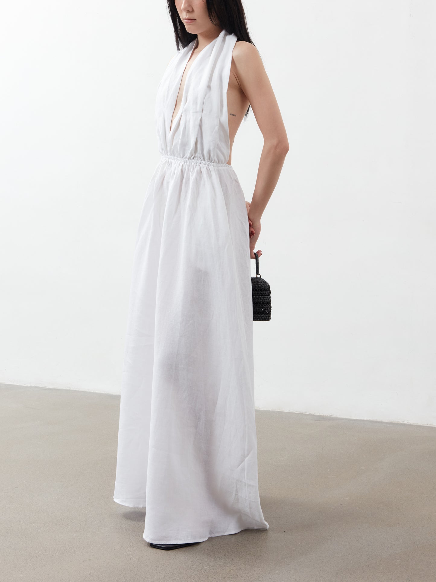 Christina Halter Neck Maxi Dress - White