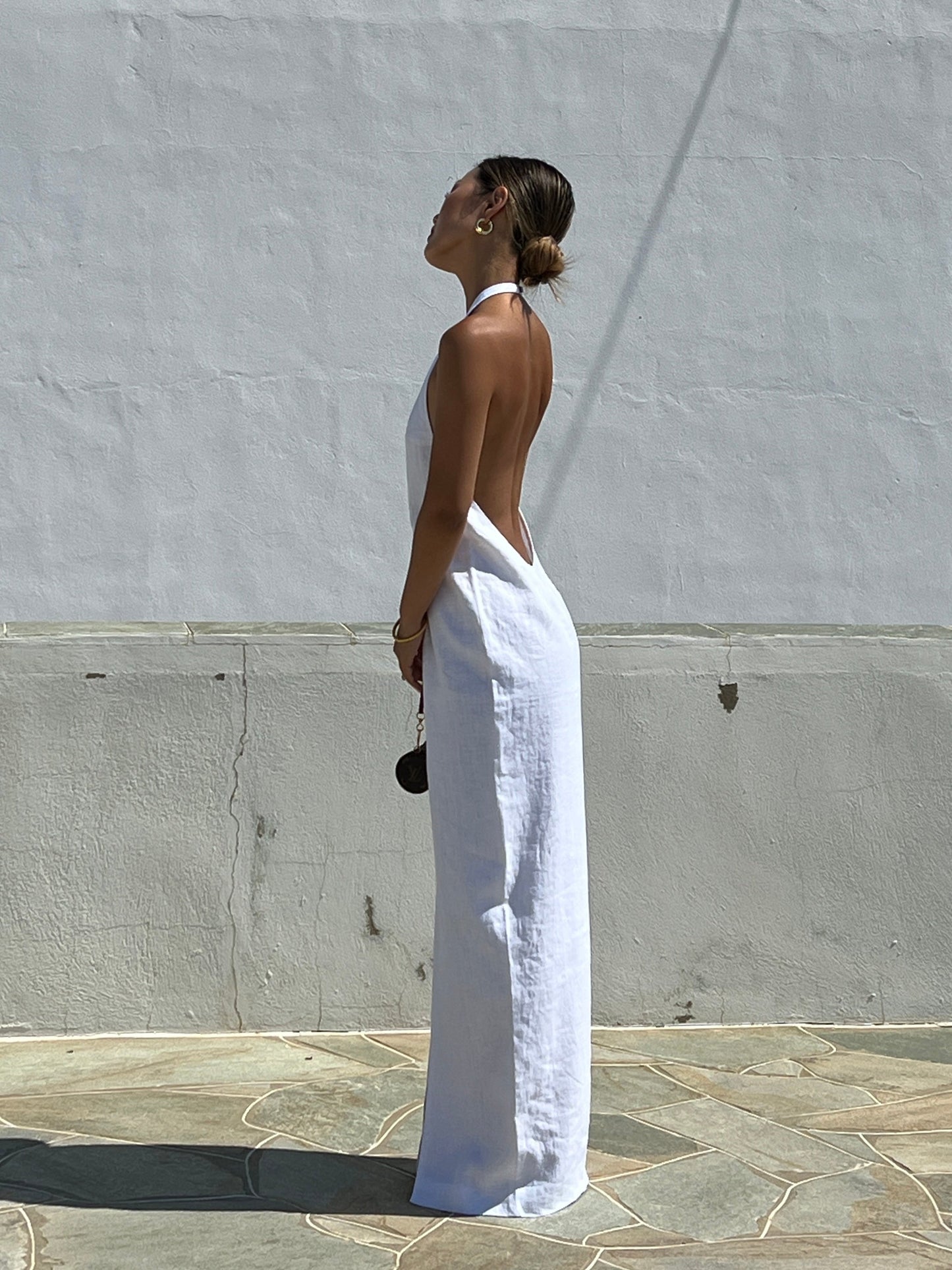 Galini Halter Neck Maxi Dress - White