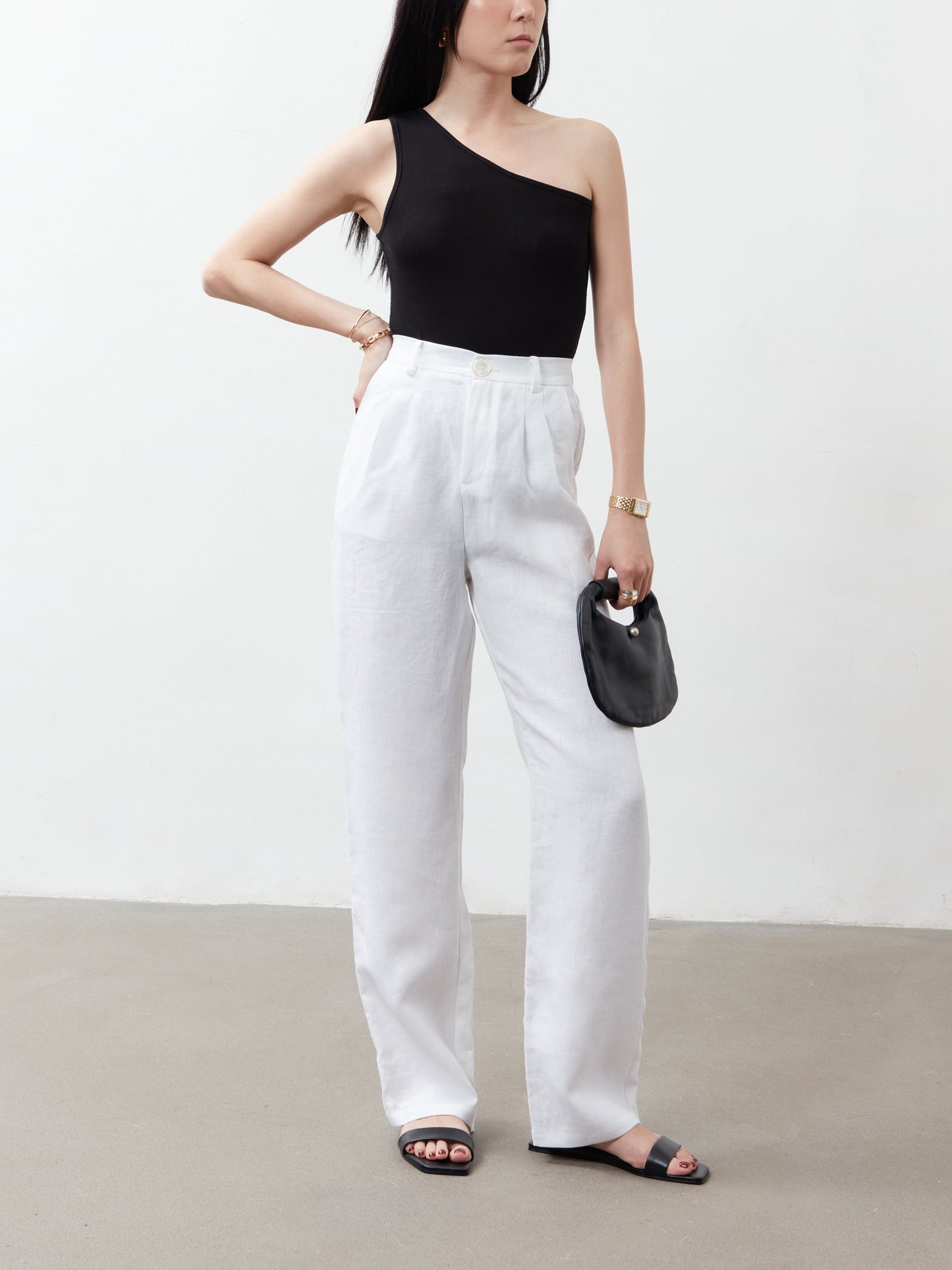 Yves High Waist Trousers - White