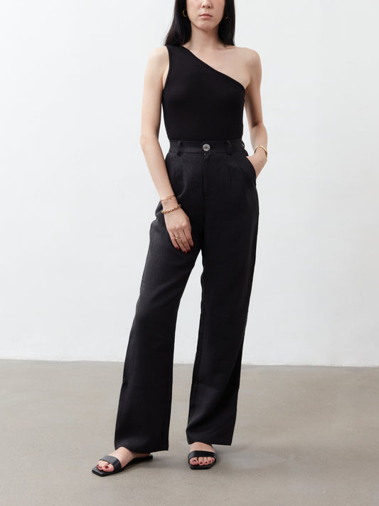 Yves High Waist Trousers - Black