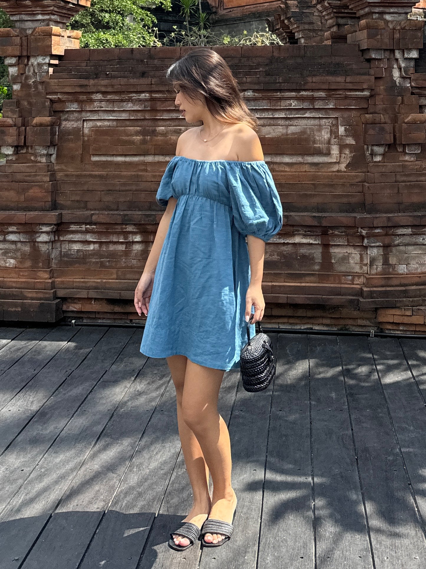 Bella Puff Sleeve Mini Dress - Teal