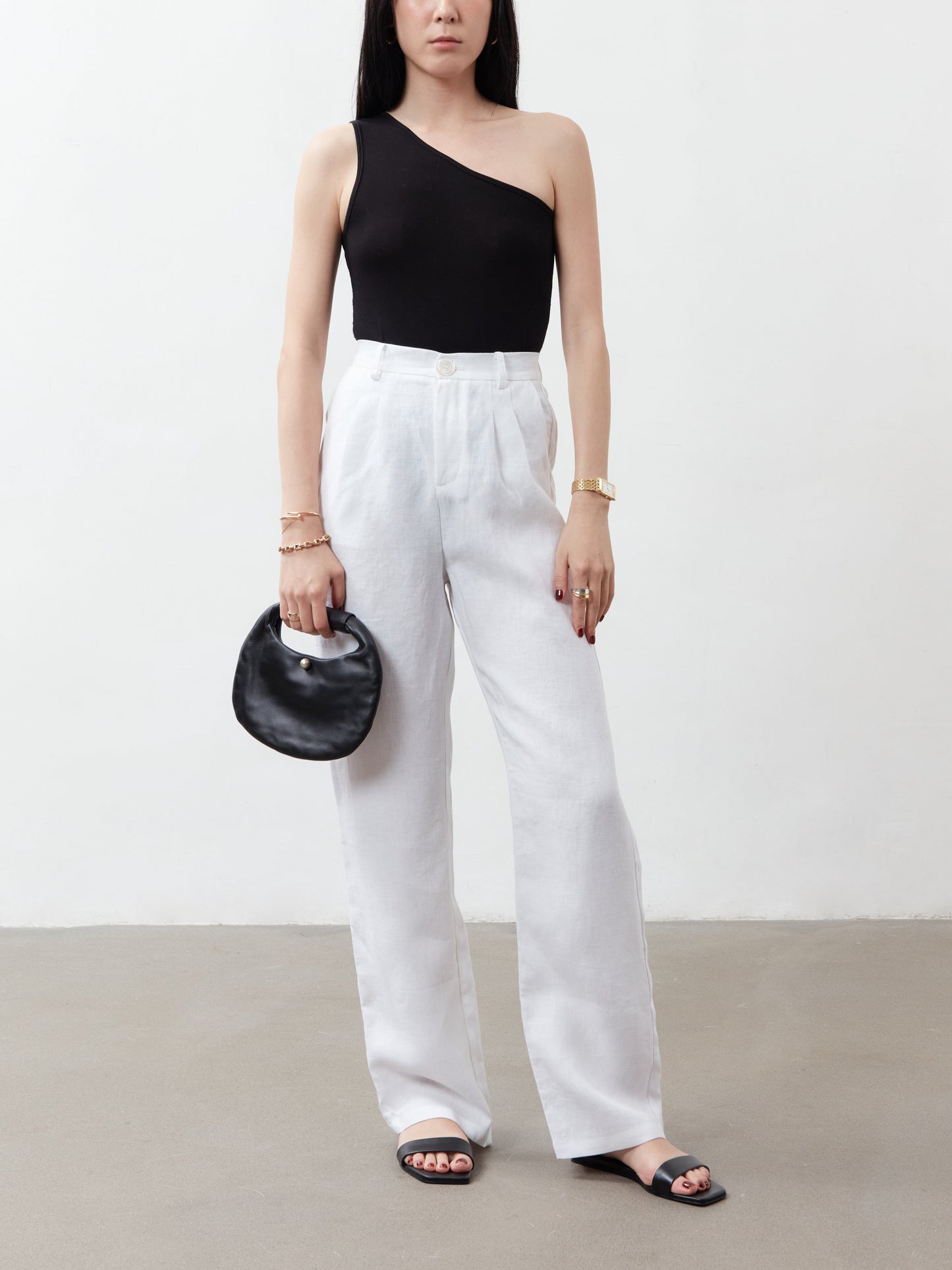 Yves High Waist Trousers - White