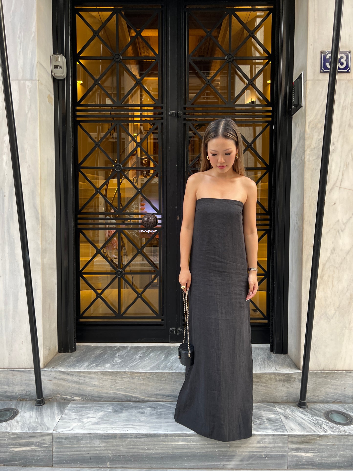 Apollonia Bandeau Maxi Dress - Black