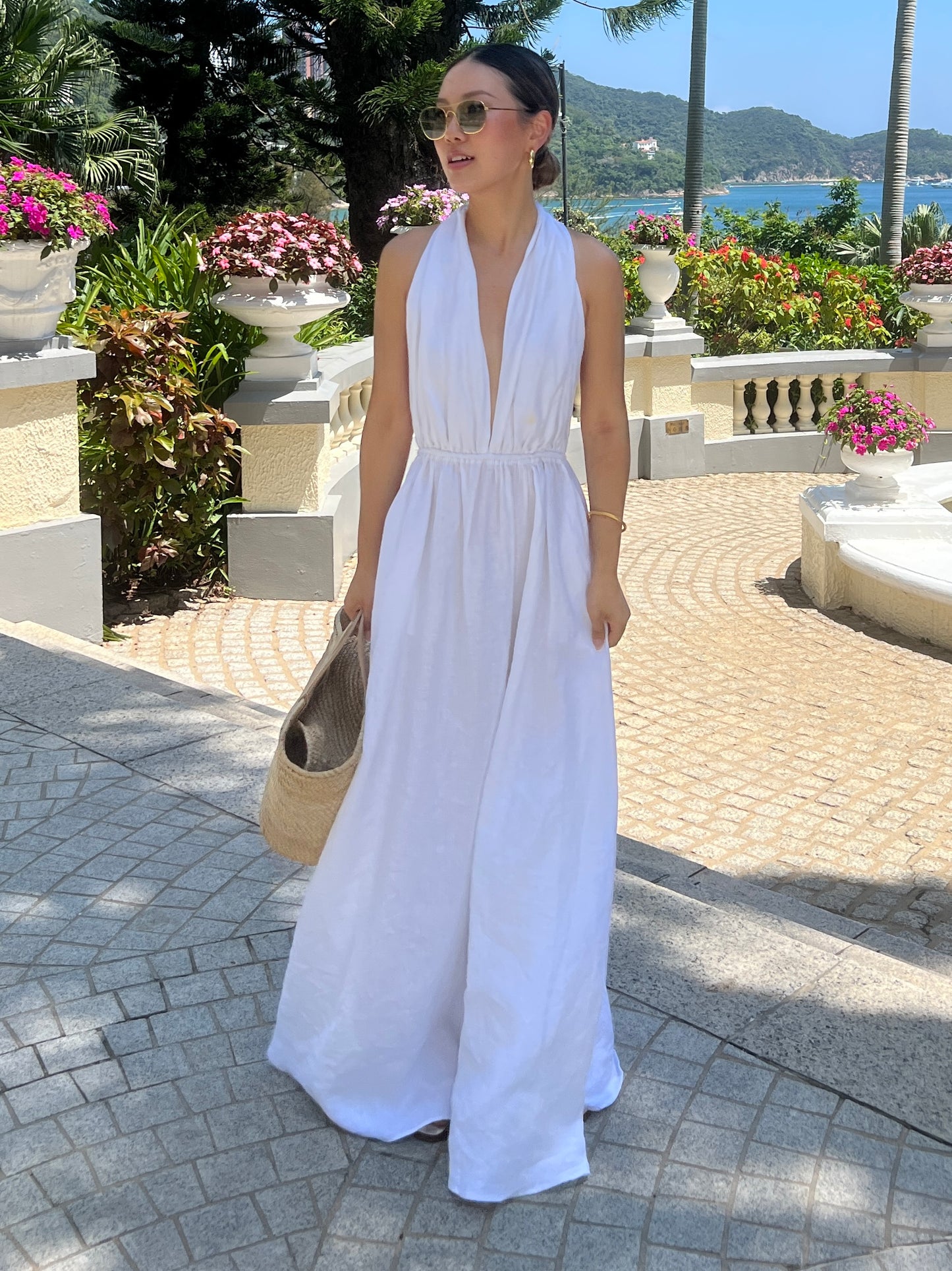 Christina Halter Neck Maxi Dress - White